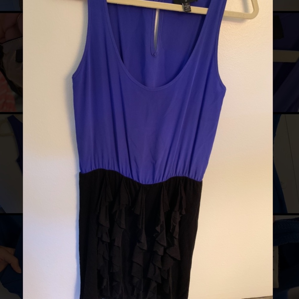 Aqua dress - ruffled bottom and silky blue top